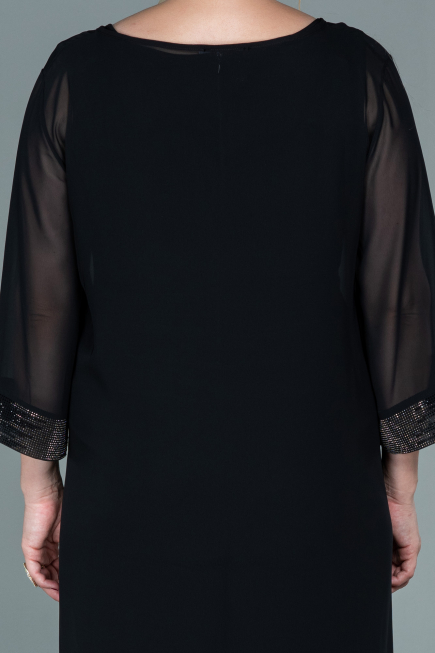 Abendkleid Lang Chiffon Schwarz ABT083