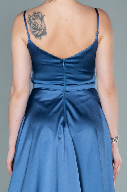 Indigo Abendkleid Satin Lang ABU1601