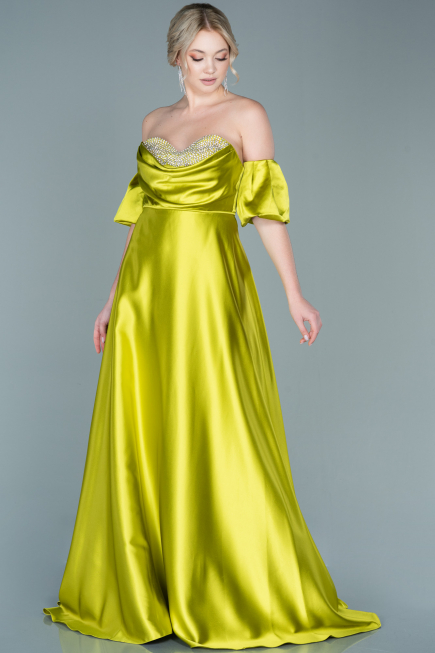 Abendkleid Lang Satin Pistaziengrün ABU2614