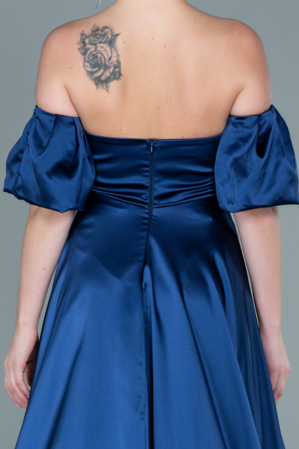 Abendkleid Lang Satin Marineblau ABU2614