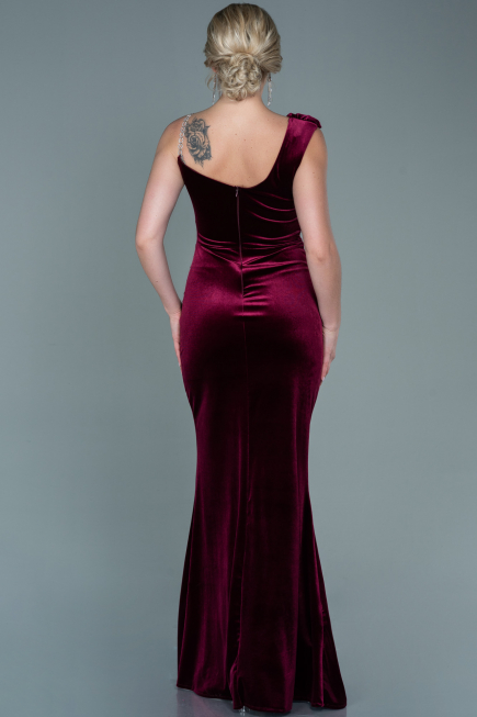 Abendkleid Lang Samt Weinrot ABU2687