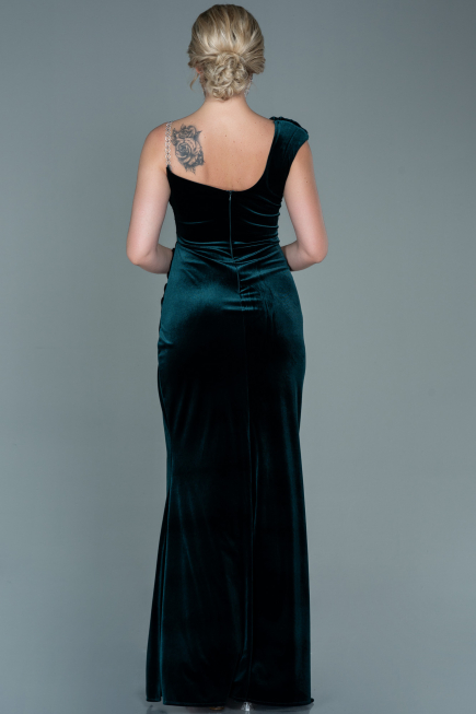 Abendkleid Lang Samt Smaragdgrün ABU2687