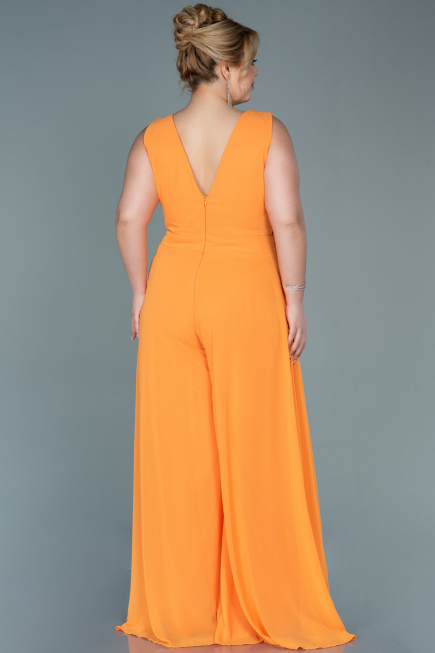 Abendgarderobe in Großen Größen Chiffon Orange ABT082