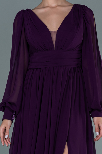 Violette Standesamtkleid Chiffon Lang ABU1702