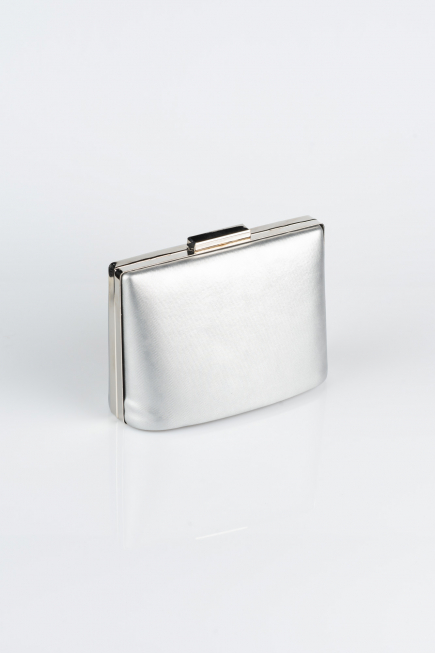 Kästchen-Tasche Gemustertes Leder Silber V288