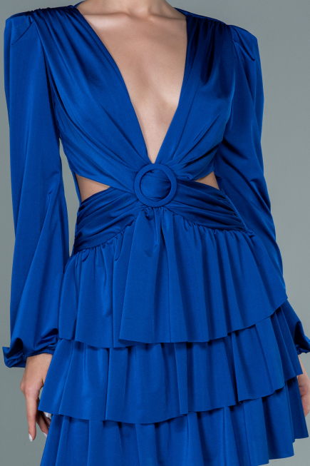Partykleid Kurz Satin Sächsischblau ABK1561