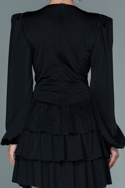 Partykleid Kurz Satin Schwarz ABK1561