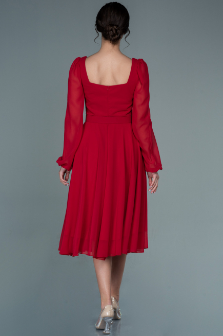 Rot Partykleid Chiffon Midi ABK1441