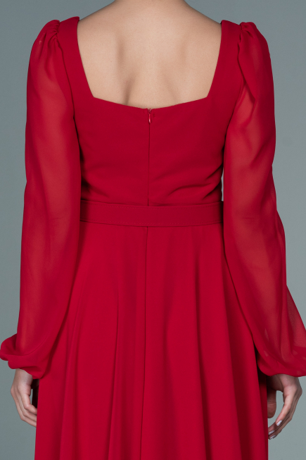 Rot Partykleid Chiffon Midi ABK1441