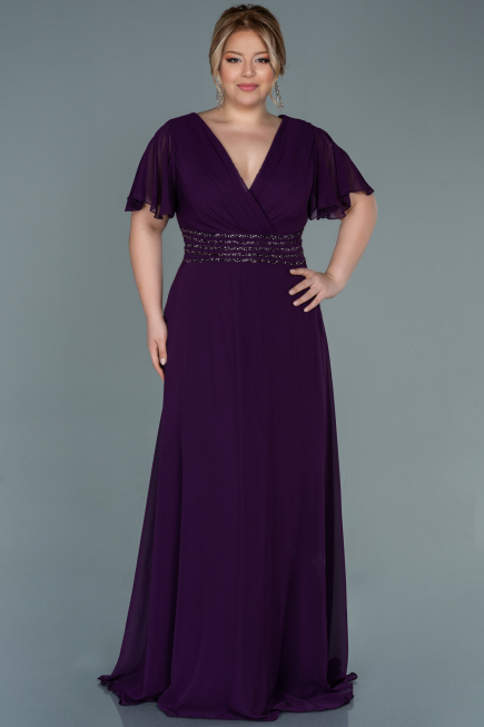 Abendgarderobe in Großen Größen Lang Chiffon Violette ABU2755