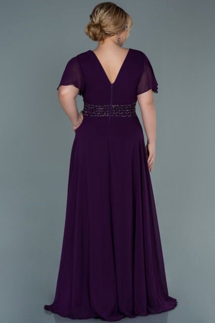 Abendgarderobe in Großen Größen Lang Chiffon Violette ABU2755