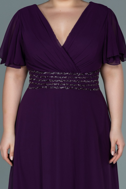 Abendgarderobe in Großen Größen Lang Chiffon Violette ABU2755