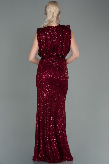 Abendkleid Lang Schuppig Weinrot ABU2752