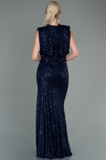Abendkleid Lang Schuppig Marineblau ABU2752