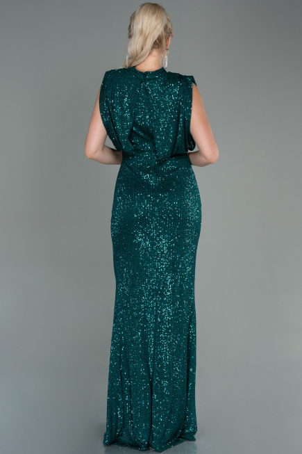 Abendkleid Lang Schuppig Smaragdgrün ABU2752