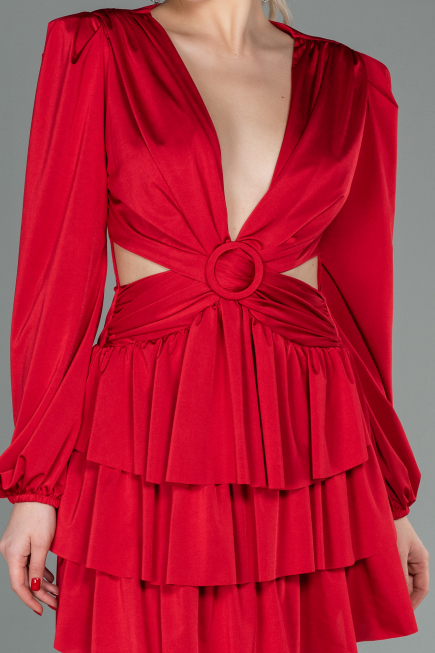 Partykleid Kurz Satin Rot ABK1561