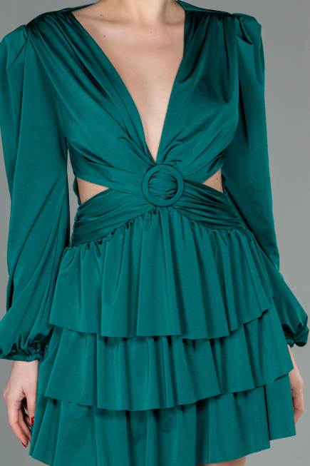Partykleid Kurz Satin Smaragdgrün ABK1561