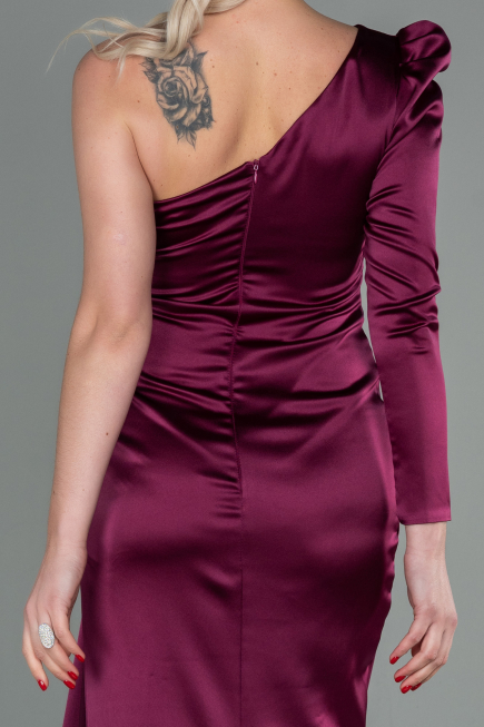 Abendkleid Lang Satin Pflaume ABU2676