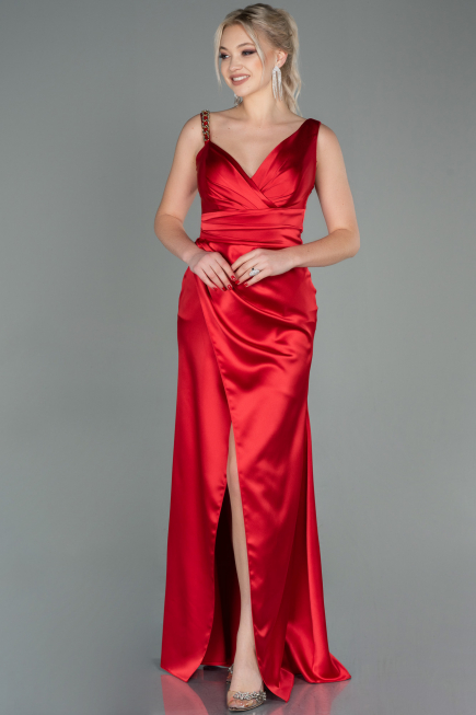 Abendkleid Lang Satin Rot ABU2771