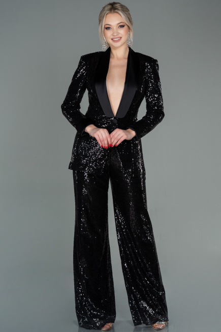 Abendkleid Schuppig Schwarz SN174