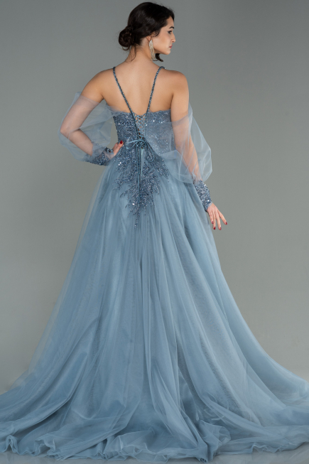 Designer Abendkleid Lang Grau ABU2789