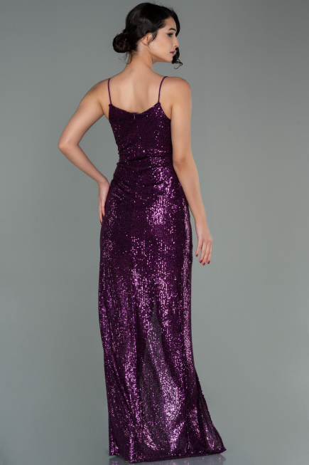 Pflaume Abschlusskleid Schuppig Lang ABU1880