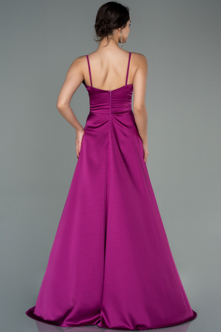 Pflaume Abschlusskleid Satin Lang ABU2375