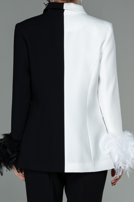 Abendkleid Weiß-Schwarz SN334