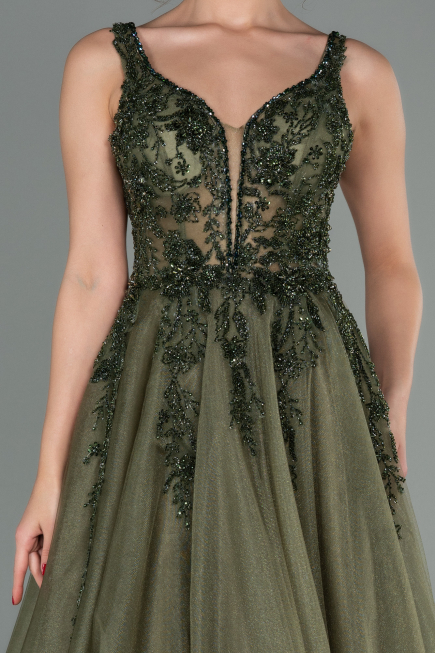Designer Abendkleid Lang Khaki ABU2788