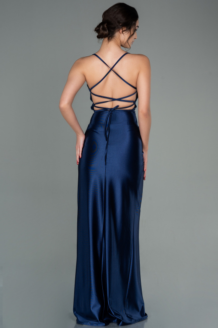 Abschlusskleid Lang Satin Marineblau ABU2800