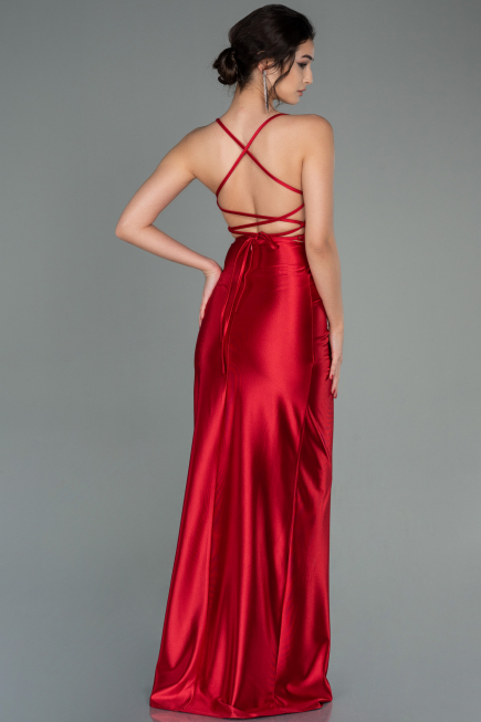 Abschlusskleid Lang Satin Rot ABU2800