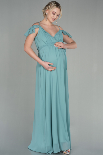 Minzgrün Abendkleid Für Schwangere Lang ABU756