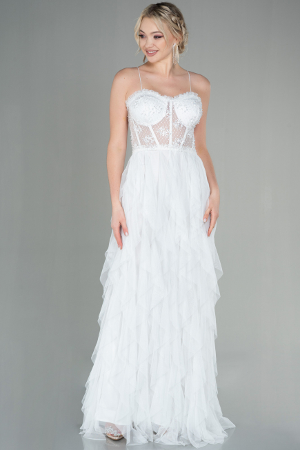 Abendkleid Lang Weiß ABU2822