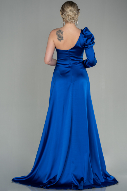 Sächsischblau Abendkleid Satin Lang ABU1715