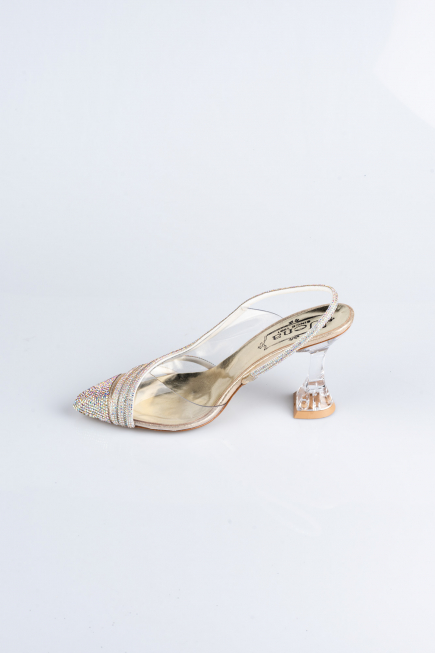 Party-Schuhe Steinbesetzt Gold-Metallic MJ1057