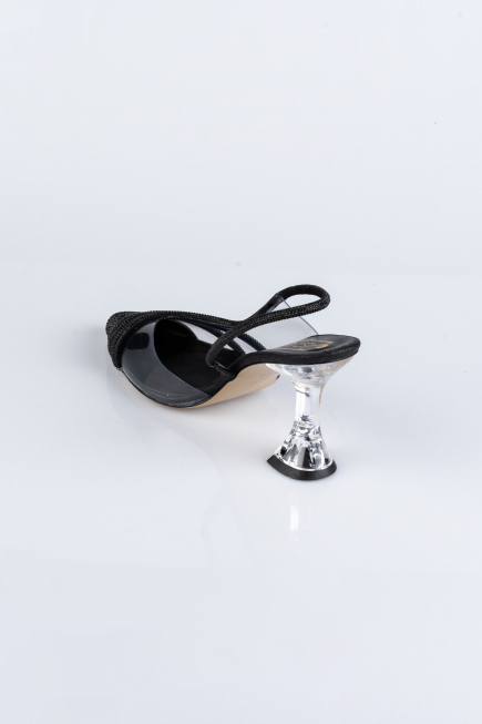 Party-Schuhe Steinbesetzt Schwarz MJ1057