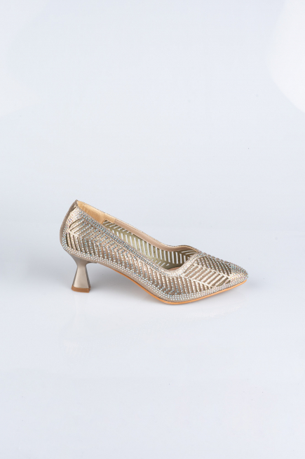 Party-Schuhe Steinbesetzt Gold-Metallic MJ5152