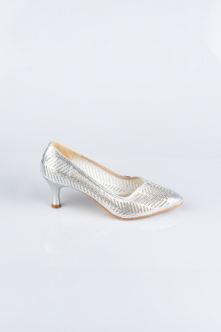 Party-Schuhe Steinbesetzt Silber MJ5152