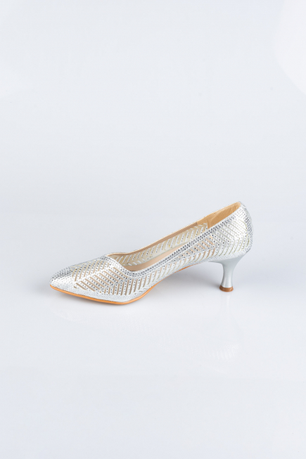 Party-Schuhe Steinbesetzt Silber MJ5152