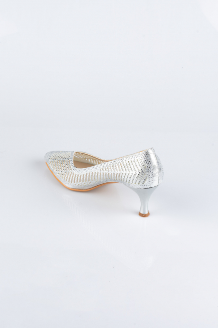 Party-Schuhe Steinbesetzt Silber MJ5152