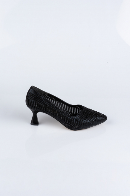 Party-Schuhe Steinbesetzt Schwarz MJ5152