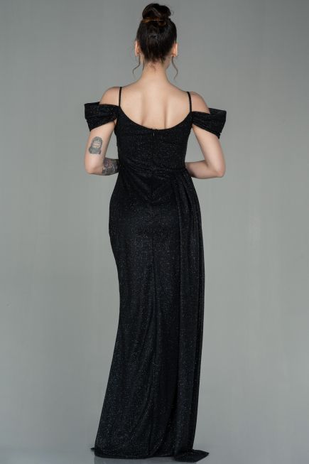 Abendkleid Lang Schwarz-Silber ABU2835