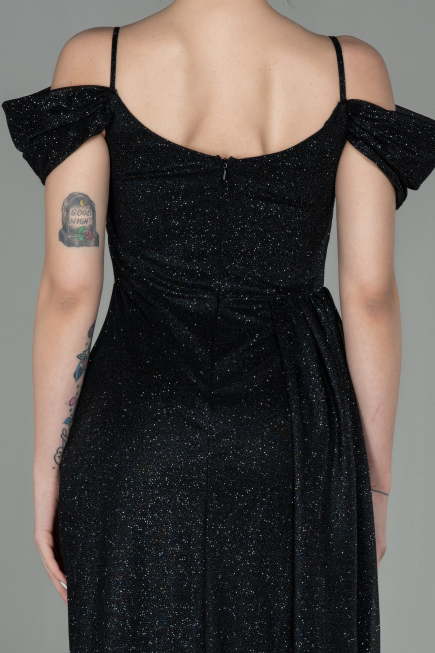 Abendkleid Lang Schwarz-Silber ABU2835