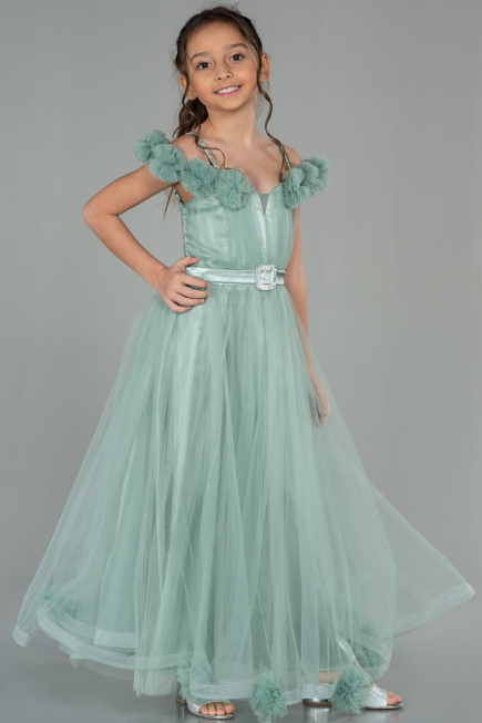 Abendkleid für Kinder Lang Minzgrün ABU2452