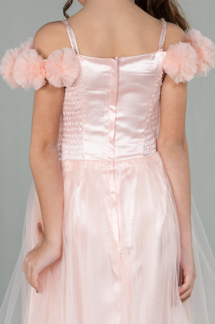 Abendkleid für Kinder Lang Lachs ABU2452