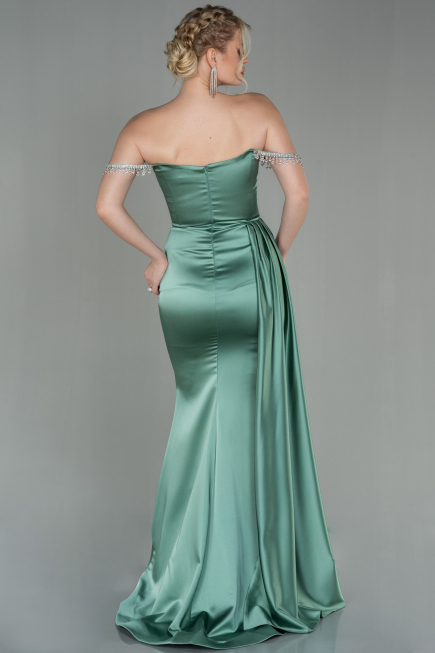 Minzgrün Abendkleid Satin Lang ABU2618