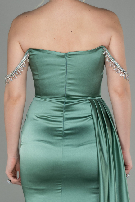 Minzgrün Abendkleid Satin Lang ABU2618