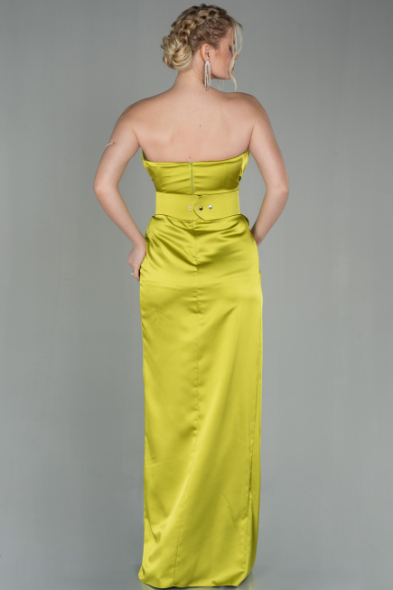 Abendkleid Lang Satin Pistaziengrün ABU2844