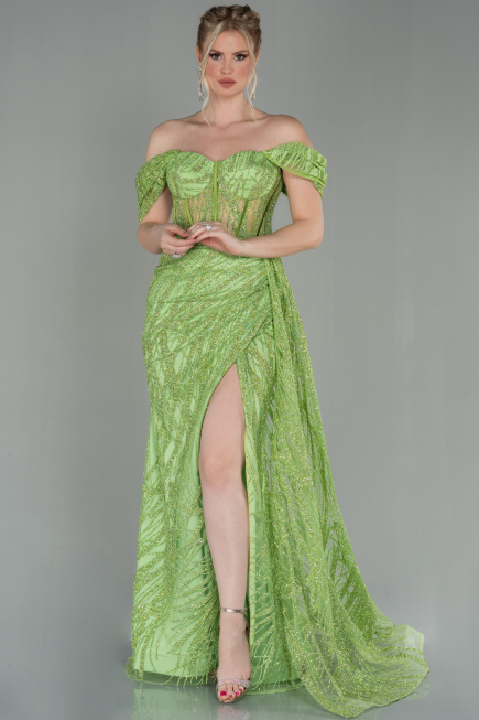 Pistaziengrün Abendkleid Lang ABU2706