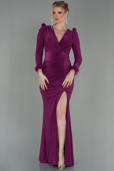 Kirschrot Abendkleid Lang ABU2804